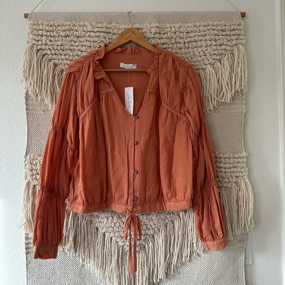 NWT: Love Whit Sand Stone Peasant Blouse - Picture 1 of 6